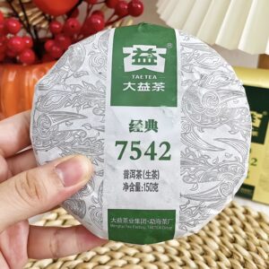 Bánh phổ nhĩ 7542 nhãn 大益茶 TAETEA, xuất xưởng Mãnh Hải, tịnh lượng 150g