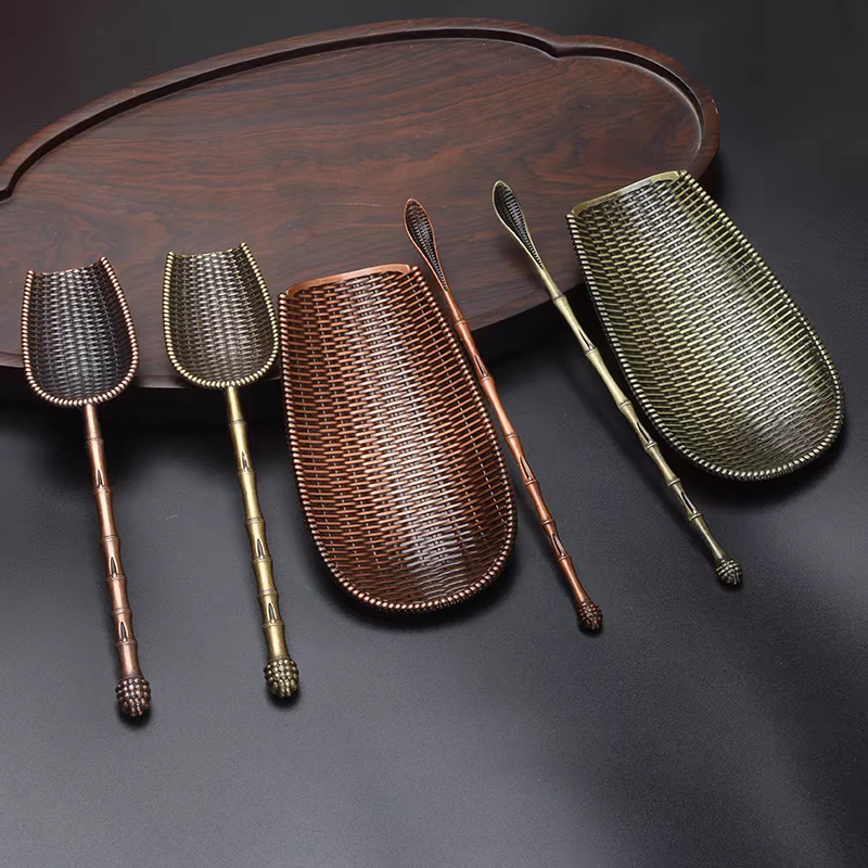 Bộ cung nhãn trà hợp kim 3 món - 2 phiên bản đồng đỏ và đồng vàng