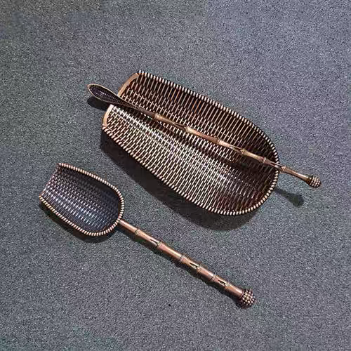 Cung nhãn trà hợp kim mạ - chi tiết kỹ thuật đan và cán họa tiết khớp tre