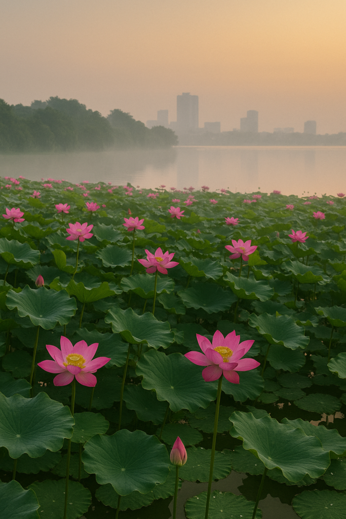 Hồ Tây mùa sen nở rộ