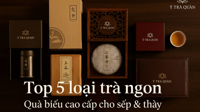 Top 5 loại trà ngon phù hợp làm quà biếu cao cấp – Biếu sếp, biếu thầy sang trọng Banner Top 5 loại trà ngon – Quà biếu cao cấp biếu sếp và thầy tại Ý Trà Quán