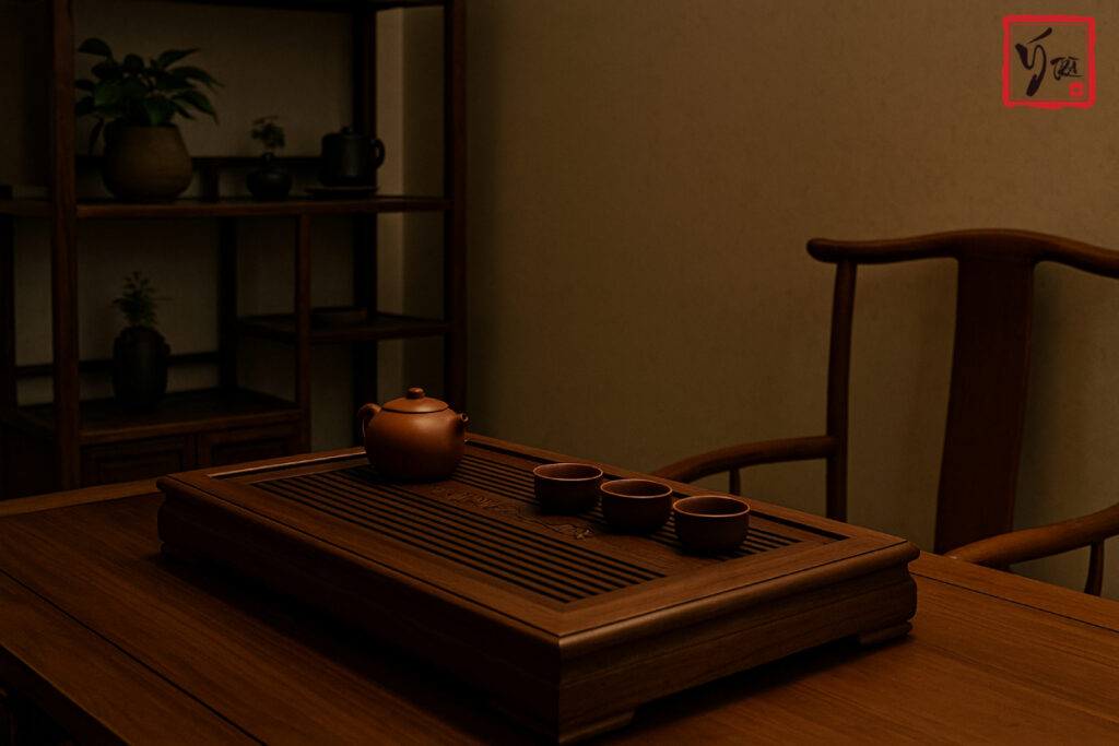 Khay trà đẹp trong không gian trà thất Ý Trà Quán.