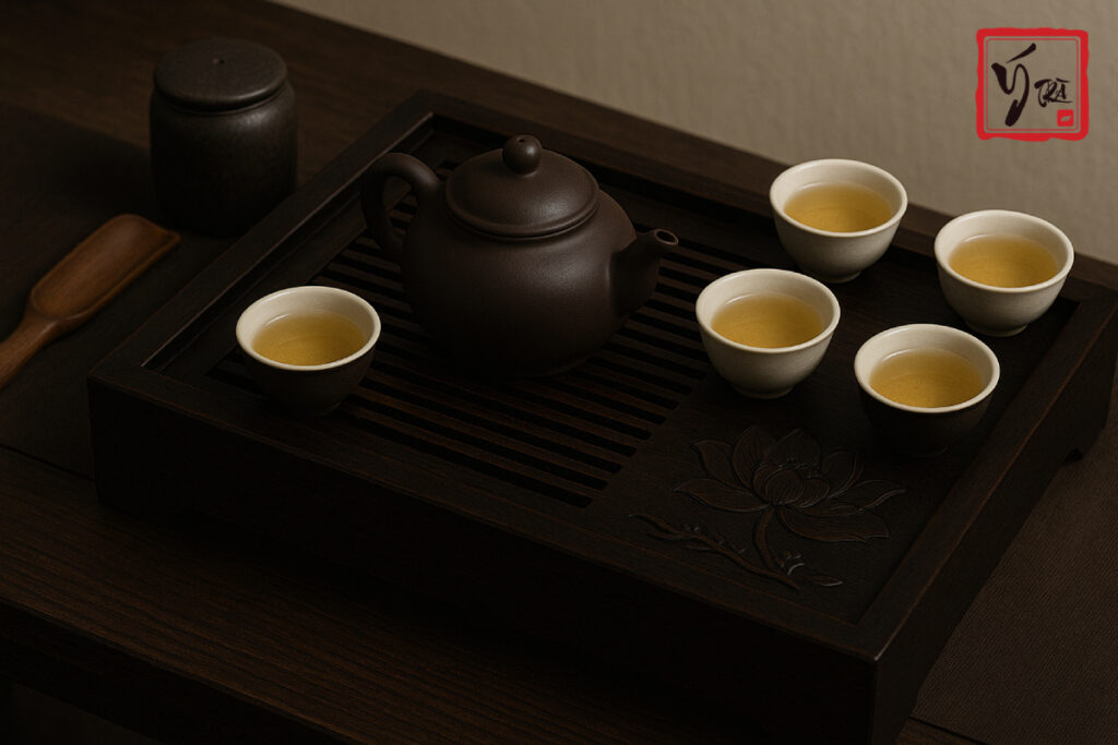 Khay trà gỗ chạm hoa sen – Khay trà đẹp phong thủy.