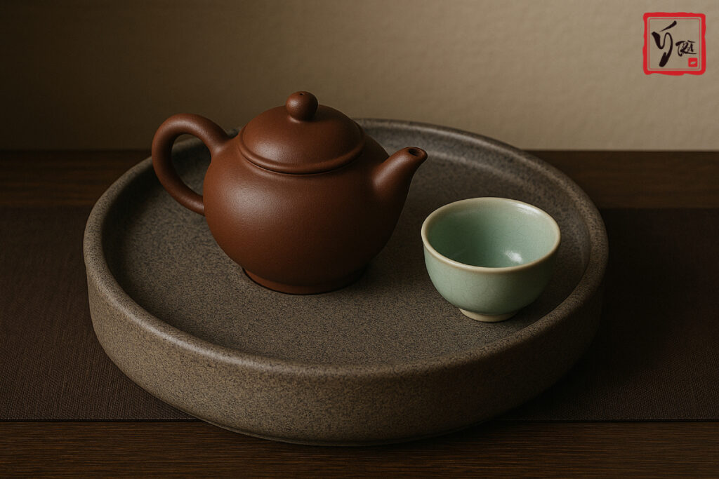 Khay trà gốm men tro cổ điển – Khay trà đẹp tinh tế.