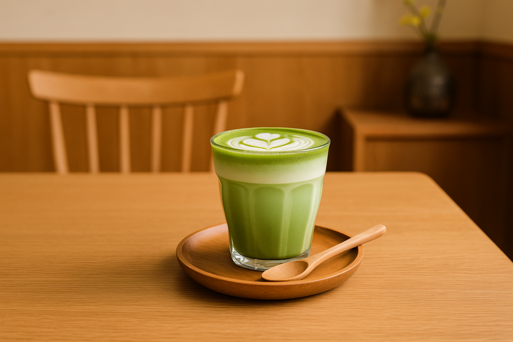 Matcha latte hiện đại pha chế theo phong cách Nhật.