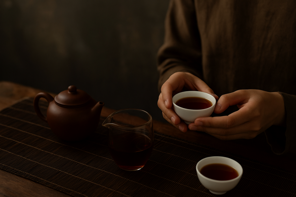 Thưởng thức trà phổ nhĩ trong chén nhỏ